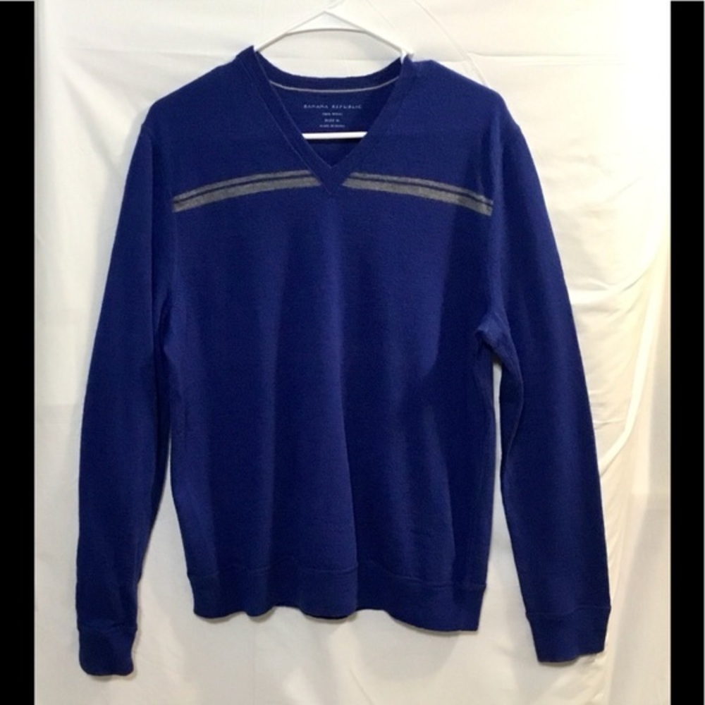 Banana Republic Blue V Neck Wool Sweater
